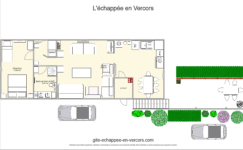 Hébergement Vercors, plan du gite et couchages.